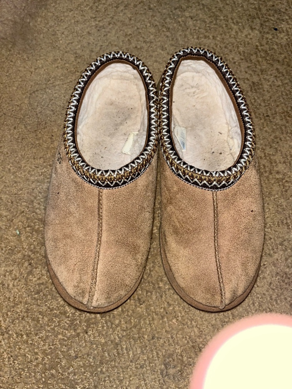 UGG Women's Tan Suede Slip-On Slippers with Braided Trim - Picture 4 of 5
